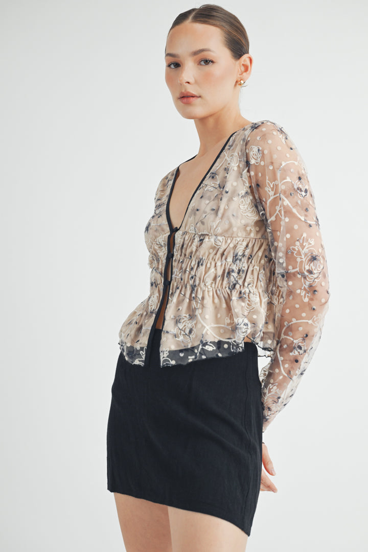 Sheer Ruched Top I ABET7534 I INSTOCK