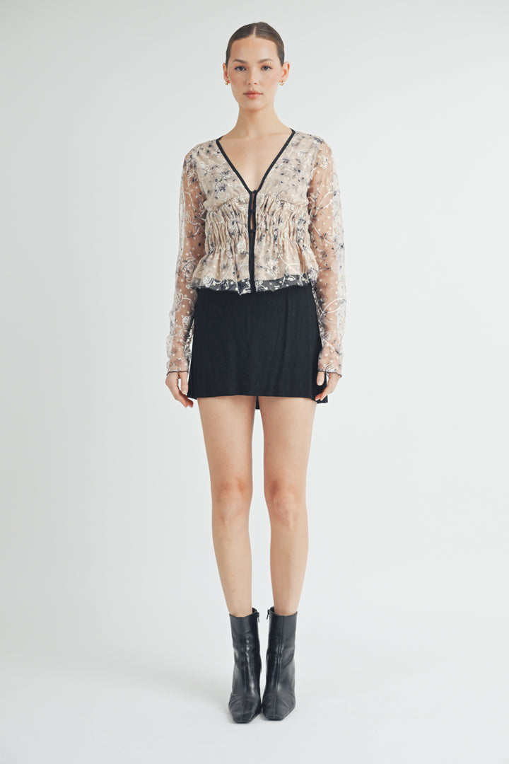 Sheer Ruched Top I ABET7534 I INSTOCK