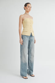 BUTTON DOWN BUSTIER TUBE TOP I ABET7535