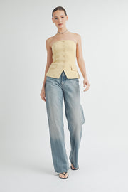 BUTTON DOWN BUSTIER TUBE TOP I ABET7535