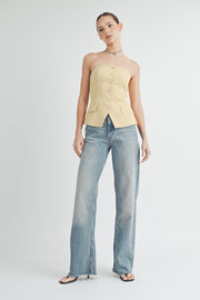 BUTTON DOWN BUSTIER TUBE TOP I ABET7535