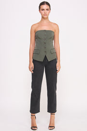 BUTTON DOWN BUSTIER TUBE TOP I ABET7535