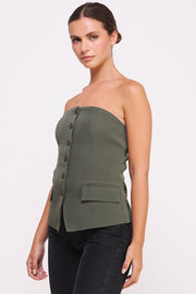 BUTTON DOWN BUSTIER TUBE TOP I ABET7535