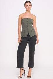 BUTTON DOWN BUSTIER TUBE TOP I ABET7535