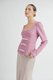 Front Bow Long Sleeve Top I ABET7537