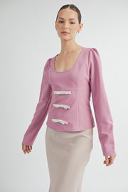 Front Bow Long Sleeve Top I ABET7537