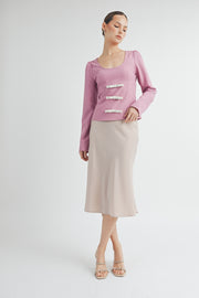 Front Bow Long Sleeve Top I ABET7537