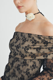 OFF THE SHOULDER LACE TOP I ABET7538 I SHIP 09/04/24