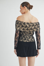 OFF THE SHOULDER LACE TOP I ABET7538 I SHIP 09/04/24