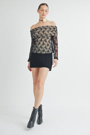 OFF THE SHOULDER LACE TOP I ABET7538 I SHIP 09/04/24