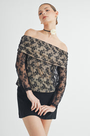 OFF THE SHOULDER LACE TOP I ABET7538 I SHIP 09/04/24