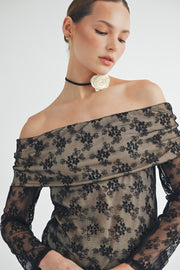 OFF THE SHOULDER LACE TOP I ABET7538 I SHIP 09/04/24