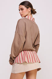 Mixed Knit Lapel Collar Sweatshirt I ABET7554