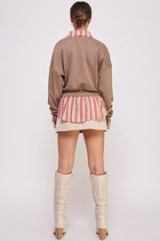 Mixed Knit Lapel Collar Sweatshirt I ABET7554