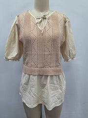 Knit Combination Vest Blouse | ABET7561 | SHIP 01/22/25