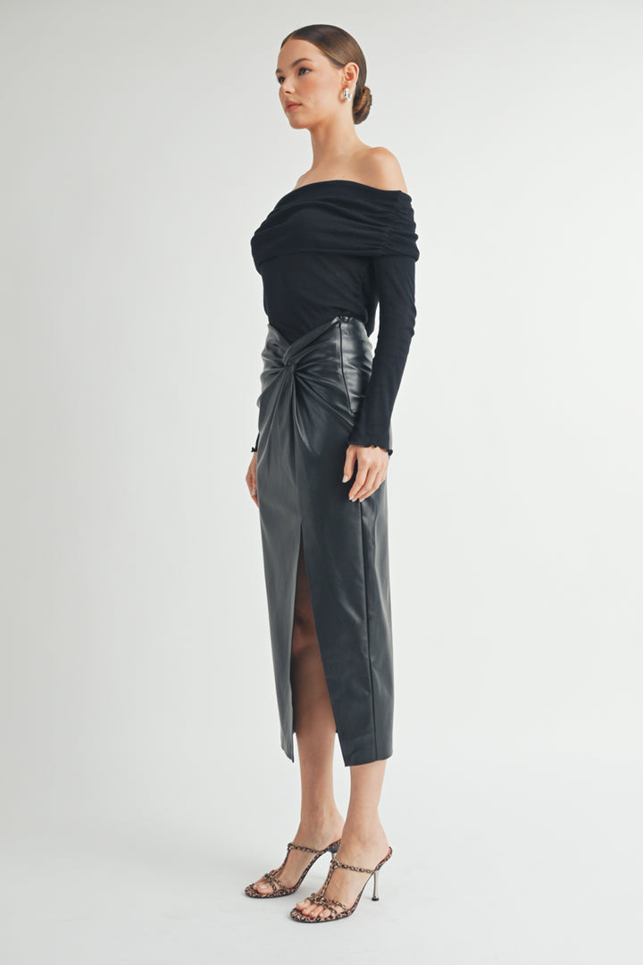 Women's wholesale Twist waist Midi sexy slit Skirt