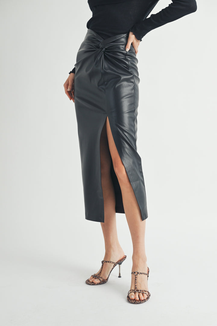Women's wholesale Twist waist Midi sexy slit Skirt