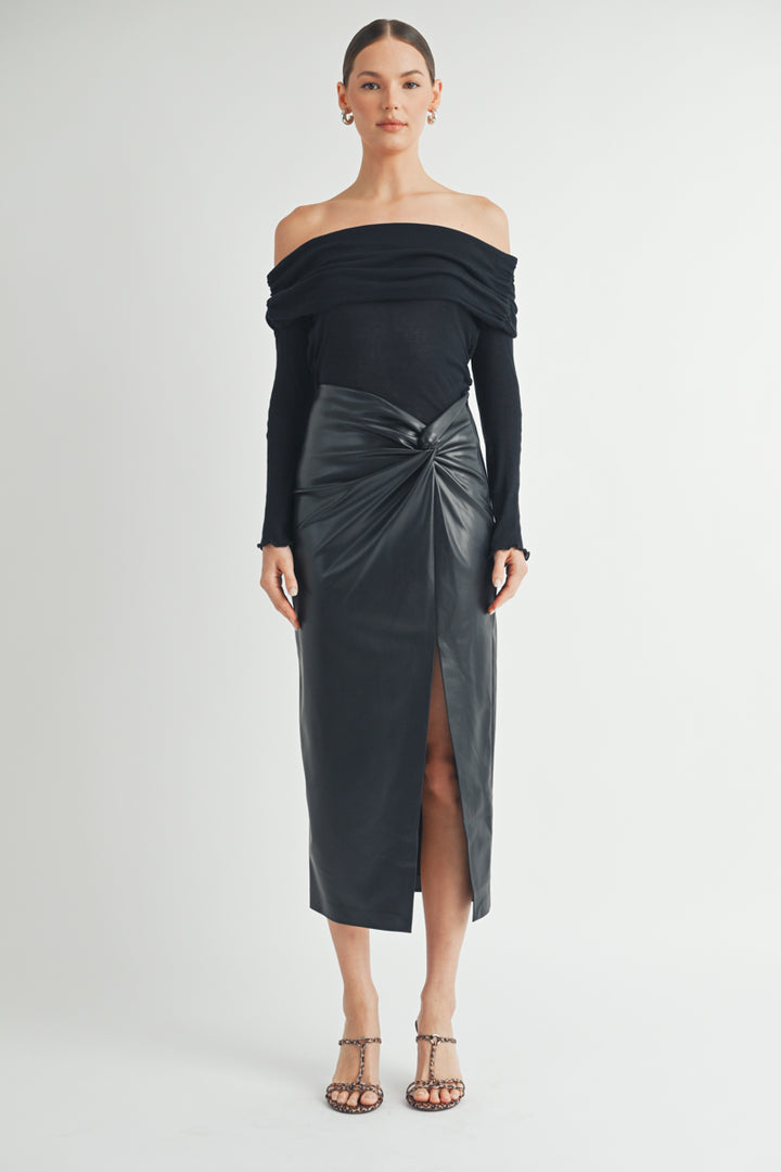 Women's wholesale Twist waist Midi sexy slit Skirt