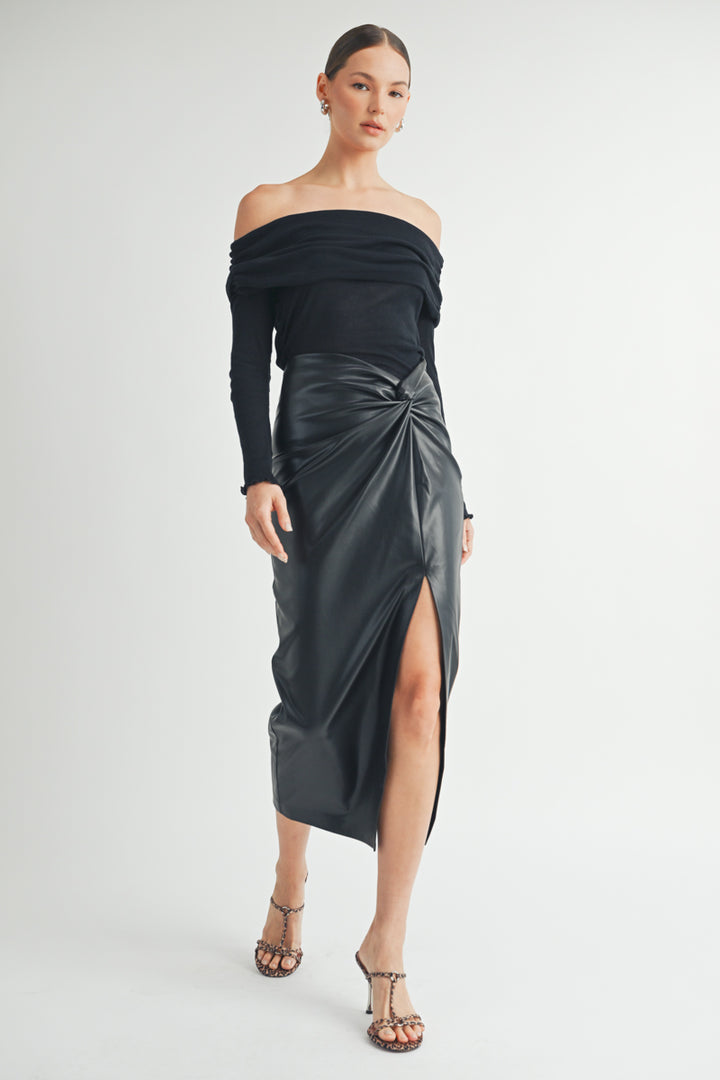 Women's wholesale Twist waist Midi sexy slit Skirt