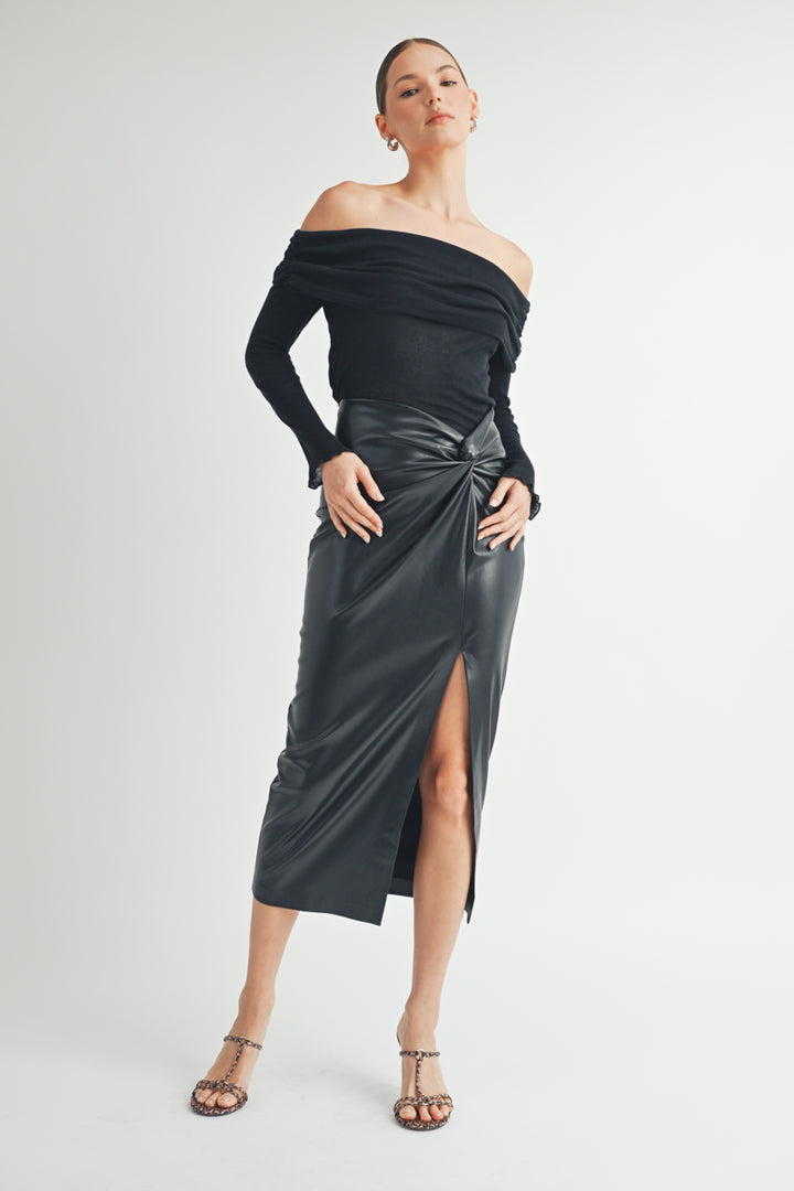 Women's wholesale Twist waist Midi sexy slit Skirt