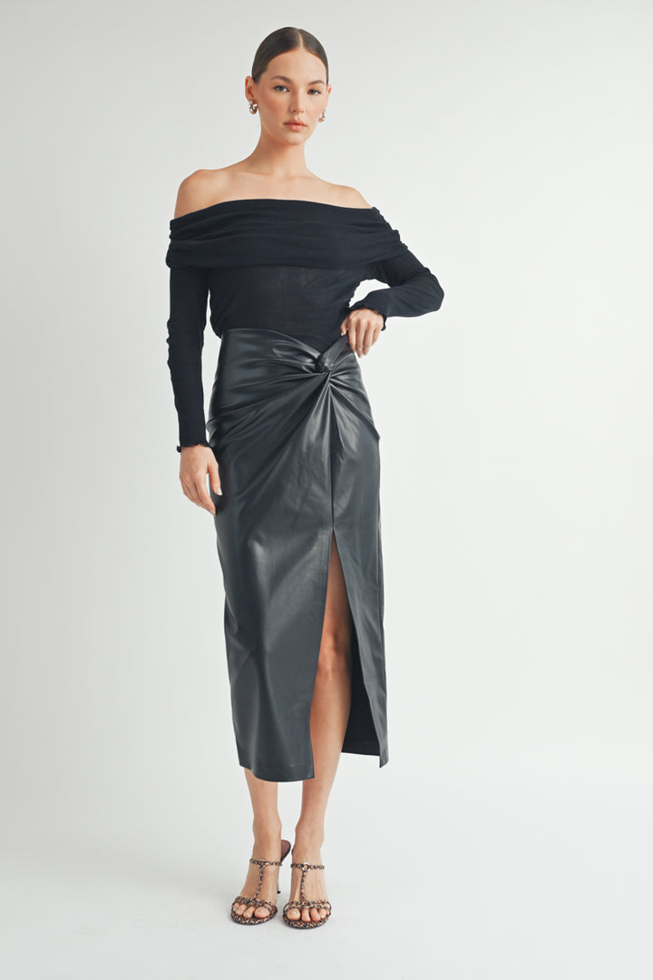 Women's wholesale Twist waist Midi sexy slit Skirt