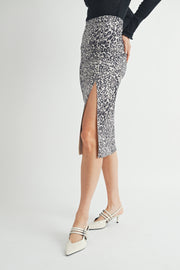 Leopard Suede Midi Skirt / S#ABHB0109 I INSTOCK