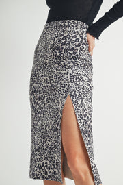 Leopard Suede Midi Skirt / S#ABHB0109 I INSTOCK