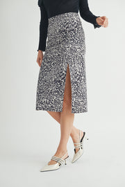 Leopard Suede Midi Skirt / S#ABHB0109 I INSTOCK