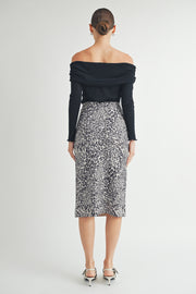 Leopard Suede Midi Skirt / S#ABHB0109 I INSTOCK