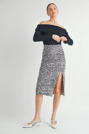 Leopard Suede Midi Skirt / S#ABHB0109 I INSTOCK