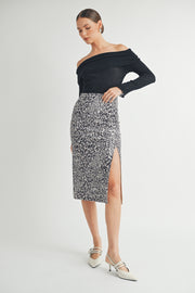 Leopard Suede Midi Skirt / S#ABHB0109 I INSTOCK