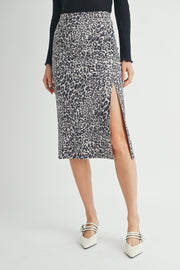 Leopard Suede Midi Skirt / S#ABHB0109 I INSTOCK