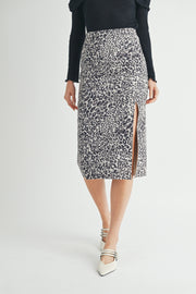 Leopard Suede Midi Skirt / S#ABHB0109 I INSTOCK