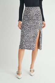 Leopard Suede Midi Skirt / S#ABHB0109 I INSTOCK