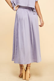 Satin Pleated Midi Skirt & Top SET / S#ABHT0120ABHB0126