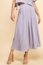 Load image into Gallery viewer, Satin Pleated Midi Skirt &amp; Top SET / S#ABHT0120ABHB0126
