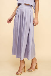 Satin Pleated Midi Skirt & Top SET / S#ABHT0120ABHB0126