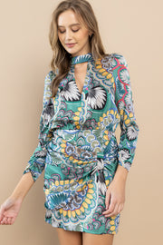 Printed Mock neck Dress / S#ABHD0106