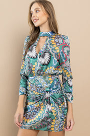 Printed Mock neck Dress / S#ABHD0106