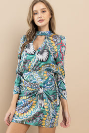Printed Mock neck Dress / S#ABHD0106