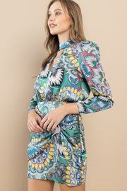 Printed Mock neck Dress / S#ABHD0106