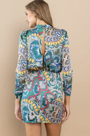 Printed Mock neck Dress / S#ABHD0106