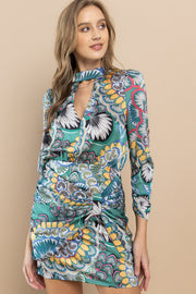 Printed Mock neck Dress / S#ABHD0106
