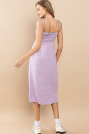 Satin Spaghetti Strap Midi Dress / S#ABHD0134