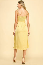 Satin Spaghetti Strap Midi Dress / S#ABHD0134