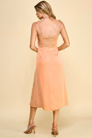 Satin Spaghetti Strap Midi Dress / S#ABHD0134