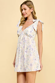 Floral Tie-Strap Mini Dress / S#ABHD0141