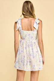 Floral Tie-Strap Mini Dress / S#ABHD0141