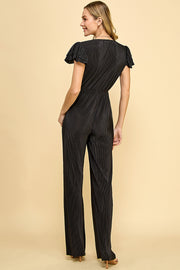 Pleated Shiny Jumpsuit / S#ABHJ0102