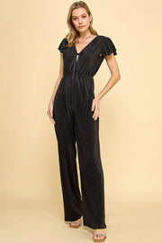 Pleated Shiny Jumpsuit / S#ABHJ0102
